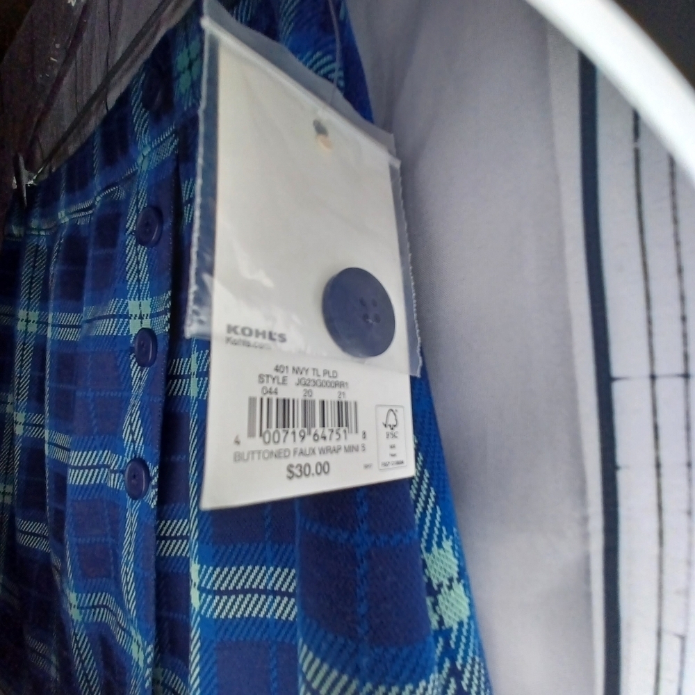 SO blue plaid buttoned faux wrap preppy 90’s Y2K schoolgirl mini skirt NWT - Picture 6 of 15